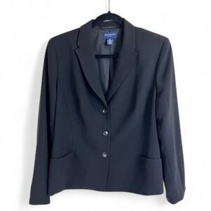 Ann Taylor Petite Black Three Button‎ Blazer Single Breasted Classic Suiting 14P